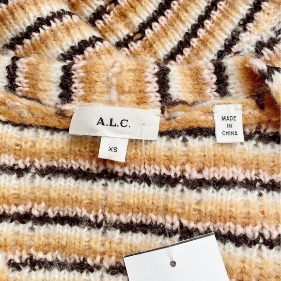 NWT A.L.C. Sweater Rebekah Cardigan Cashew Multi Stripe Button Front Size XS NEW - Picture 10 of 14